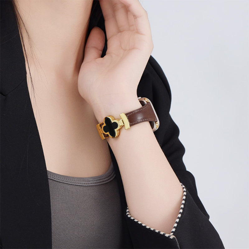 Bracelet en cuir Lucky Flower pour Apple Watch