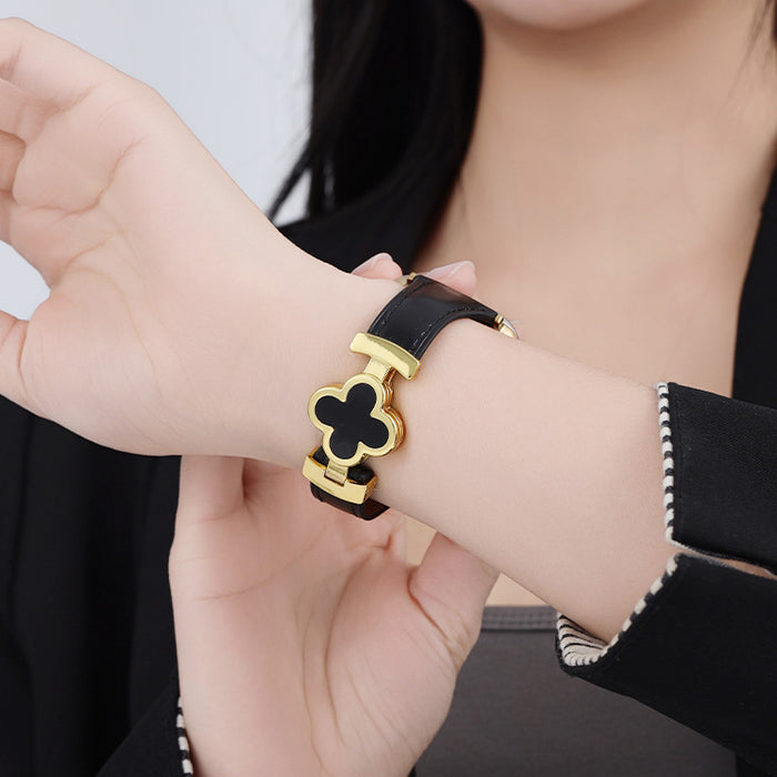 Bracelet en cuir Lucky Flower pour Apple Watch