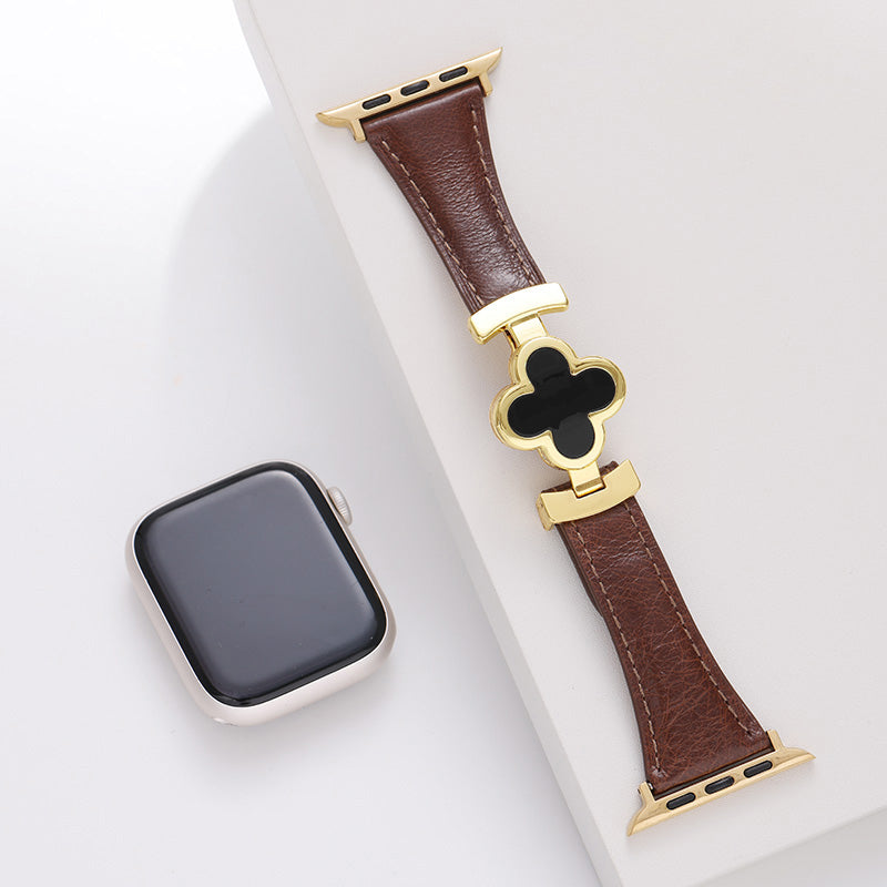 Bracelet en cuir Lucky Flower pour Apple Watch