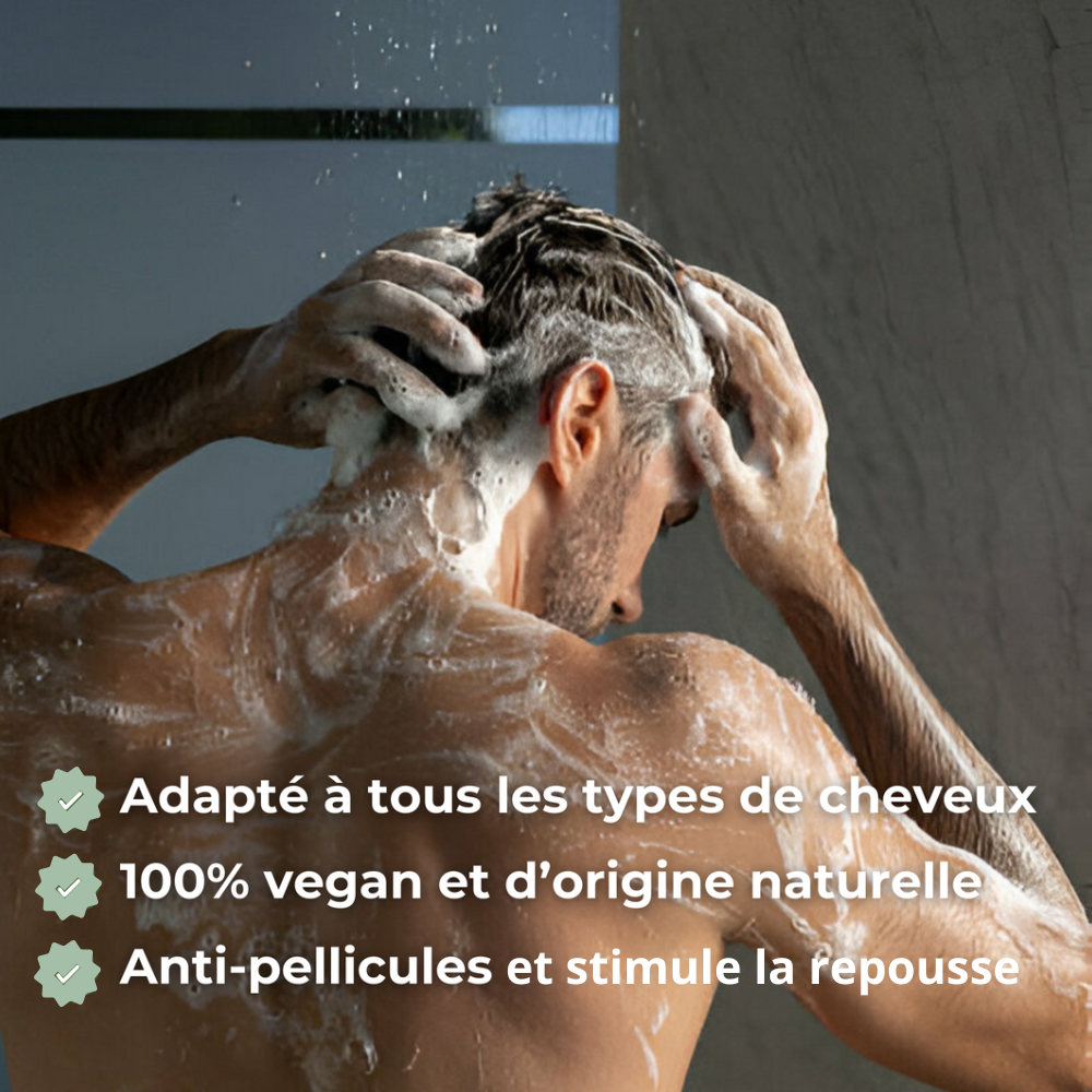 Shampooing à l'eau de riz protéinée pour croissance des cheveux