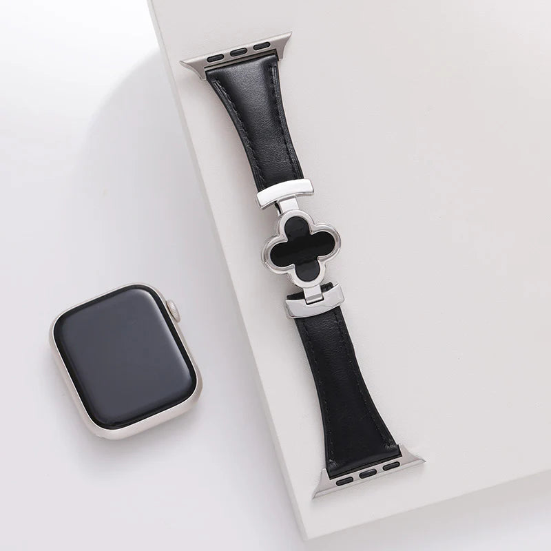 Bracelet en cuir Lucky Flower pour Apple Watch