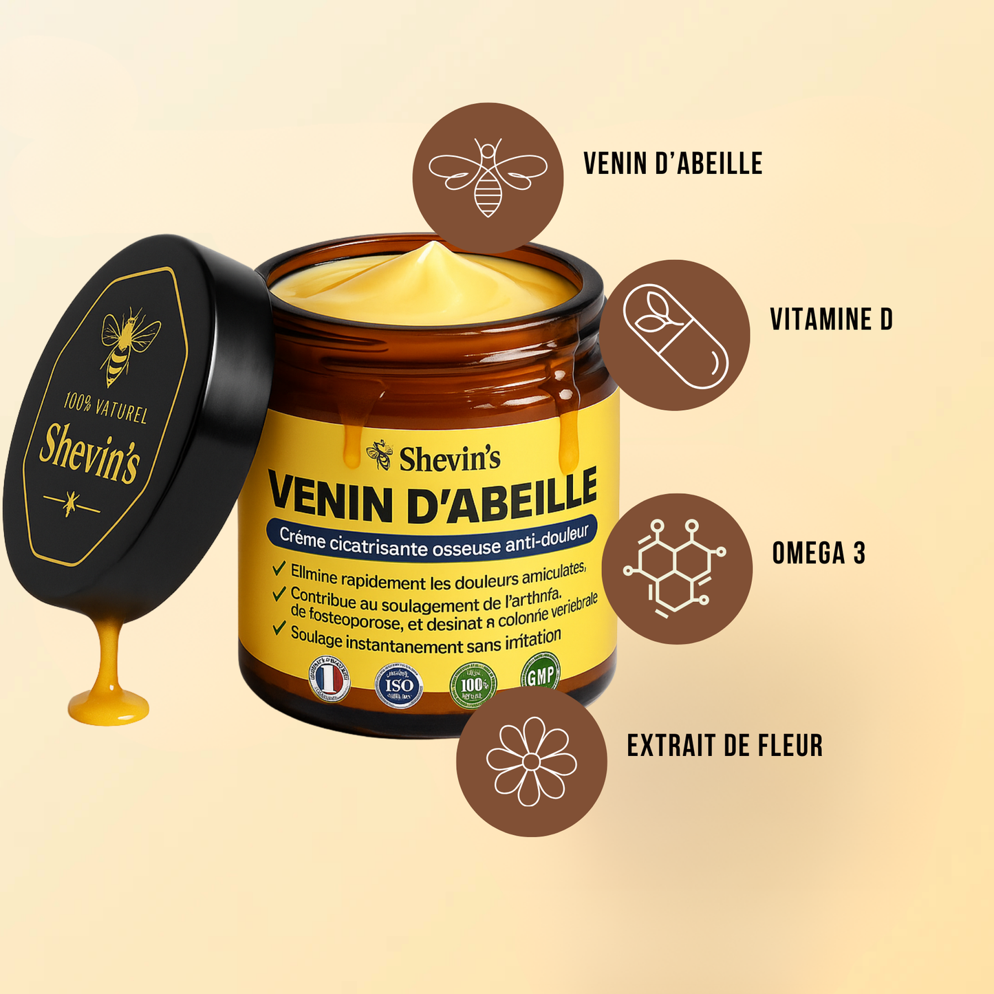 Shevin's Derma Crème Régénérante au Venin d’Abeille | Répare, lisse et revitalise votre peau en 10 minutes!